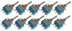 Miniatur-Kippschalter (2xUM/an-aus-an), 10 Stück