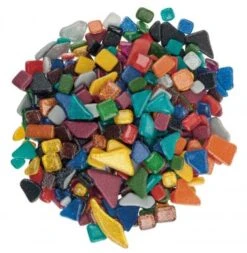Glitter-Mosaik Softglas Polygonal, 500 G Buntmix