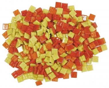 Mosaiksteine, 200 G Gelb/orange-mix (10x10mm)