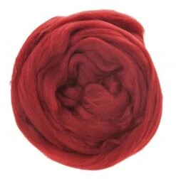 Schaf-Schurwolle Kammzug, 50 G Dunkelrot