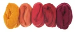 Merino-Kammzug Superfein, 5 Farben á 10g Rottöne