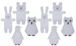 Motivstickkarton, 8 Motive Pinguin/Eule