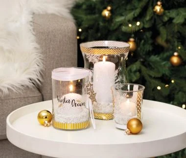 Glas-Windlicht Mit Sand Und Kerze, 3-teilig – Bild 4