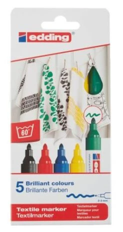 Edding 4500 Textilmarker, 5er-Set Basic