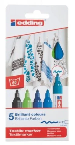 Edding 4500 Textilmarker, 5er-Set Kühle Farben
