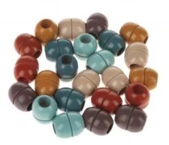 Makramee Holzperlen, 24 Stück Erdfarben (19x22mm)