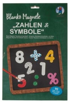 Blanko Magnete Zahlen & Symbole, 90er-Set Weiß