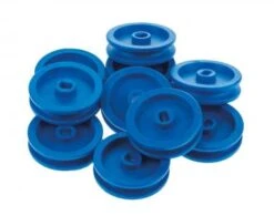 Schnurlaufräder Mit Langloch, 10 St. Blau (ø30 Mm)