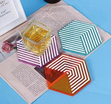 Silikonform Untersetzer Sechseck, Streifen Halb – Bild 2